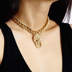 Hip-hop short chain with lion's head - gold necklaceNecklaces