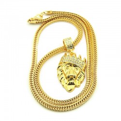 Crowned lion pendant - gold necklaceNecklaces