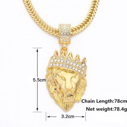 Crowned lion pendant - gold necklaceNecklaces