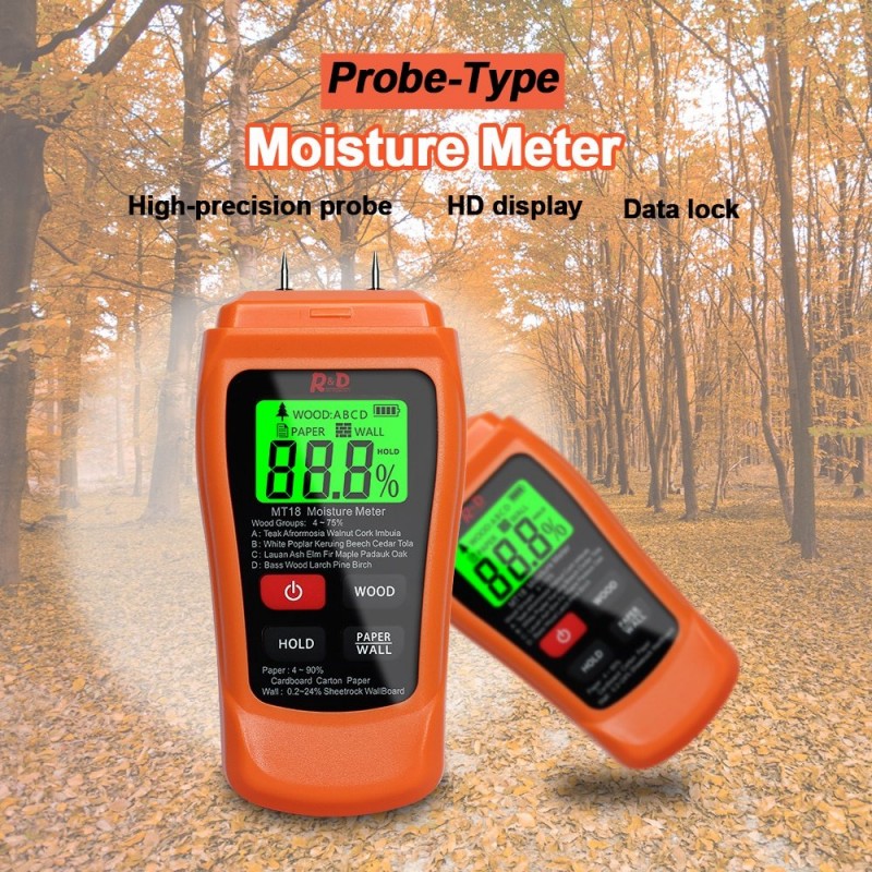 MT-18 - orange - digital tester - wood / paper moisture meter - wall moisture sensor - testerElectronics & Tools