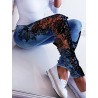 jeans skinny sexy - calças de corte com renda floral
