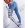 jeans skinny sexy - calças de corte com renda floral