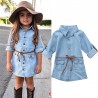 Botão para cima camisa manga longa - mini vestido denim para meninas