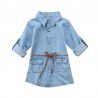 Botão para cima camisa manga longa - mini vestido denim para meninas