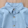 Botão para cima camisa manga longa - mini vestido denim para meninas