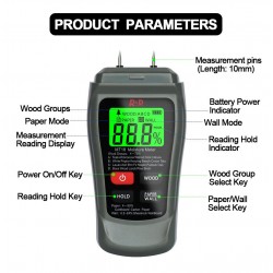 MT-18 - grey - digital tester - wood / paper moisture meter - wall moisture sensor - testerElectronics & Tools