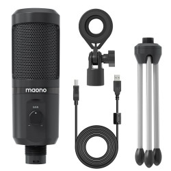 AU-PM461TR - condensador de microfone USB - gravação - ensino on-line - reuniões - transmissão ao vivo - jogos - com tripé stand