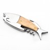 Corkscrew / abridor de garrafa com alça de madeira - forma de peixe