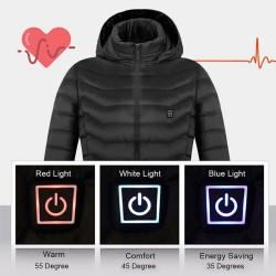 jaqueta aquecida USB com capuz / zíper - baixo algodão - unisex