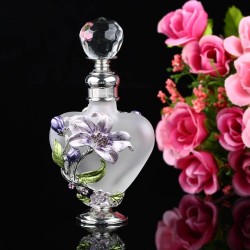 Vintage - frasco de perfume de vidro em forma de coração - recarregável - pintado à mão - 5ml