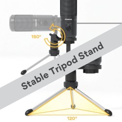 AU-PM461TR - USB microphone condenser - recording - online teaching - meetings - live streaming - gaming - with tripod standM...