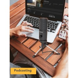 AU-PM461TR - USB microphone condenser - recording - online teaching - meetings - live streaming - gaming - with tripod standM...