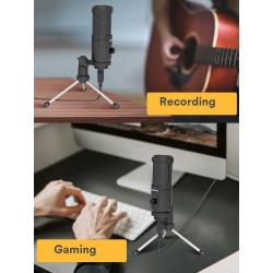 AU-PM461TR - condensador de microfone USB - gravação - ensino on-line - reuniões - transmissão ao vivo - jogos - com tripé stand