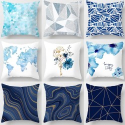 Projeto geométrico azul - capa de almofada - poliéster - 45 * 45cm