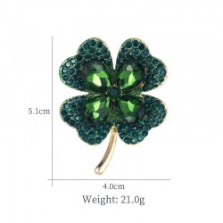 Verde / vermelho quatro folha trevo - broche de cristal