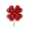 Verde / vermelho quatro folha trevo - broche de cristal