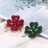 Verde / vermelho quatro folha trevo - broche de cristal