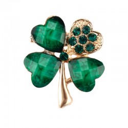 Four leaf clover - crystal broochBrooches