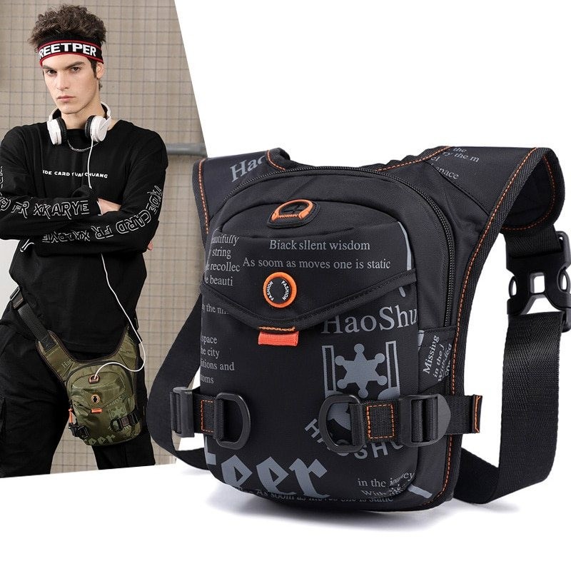 Perna / cintura / ombro pequeno saco - nylon impermeável - unisex