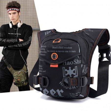 Perna / cintura / ombro pequeno saco - nylon impermeável - unisex