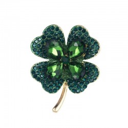 Verde / vermelho quatro folha trevo - broche de cristal