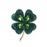 Verde / vermelho quatro folha trevo - broche de cristal