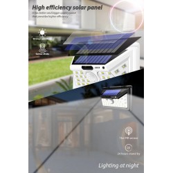 Luz solar LED - ao ar livre - sensor de movimento - parede - à prova d'água - 34 LEDS