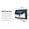 Luz solar LED - ao ar livre - sensor de movimento - parede - à prova d'água - 34 LEDS