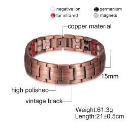 Pulseira de cobre vintage - magnético - saúde - energia - unisex