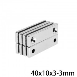 N35 - ímã de neodímio - com 2 furos de 4mm - 40 * 10 * 3mm - 5 - 10 - 20 - 30 - 50 peças
