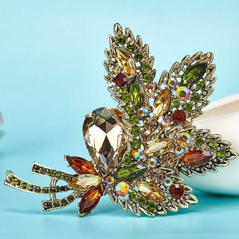 Bouquet de flores de cristal - broche