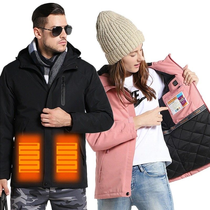 USB - jaqueta térmica aquecida com capuz / zíperes - impermeável USB - jaqueta térmica aquecida com capuz / zíperes - impermeável