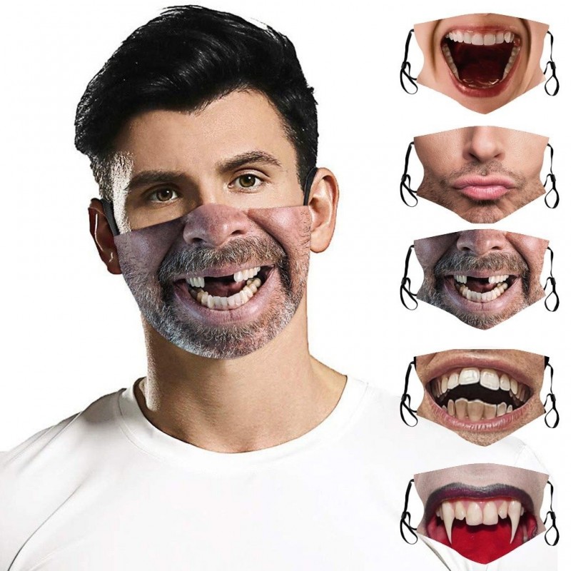 Máscara protetora de boca / rosto - reutilizável - algodão - impressão 3D engraçado