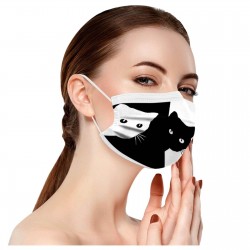 10 peças - protetora boca / máscara facial - 3-camada - descartável - impressão do gato