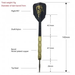 Dragon's emblem darts - copper - steel tips - 3 piecesPuzzles & Games