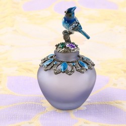 Frasco de perfume de vidro artesanal vintage - recarregável - pássaro azul - 40ml