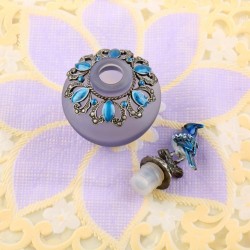 Frasco de perfume de vidro artesanal vintage - recarregável - pássaro azul - 40ml