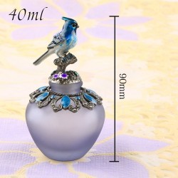 Frasco de perfume de vidro artesanal vintage - recarregável - pássaro azul - 40ml