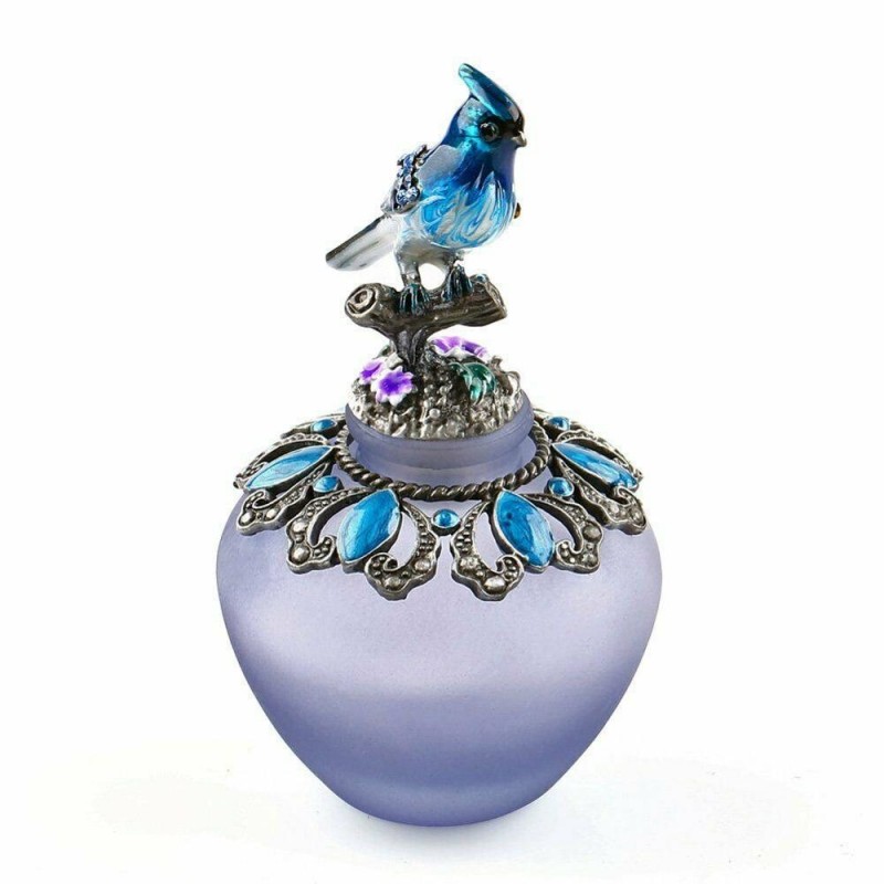 Frasco de perfume de vidro artesanal vintage - recarregável - pássaro azul - 40ml