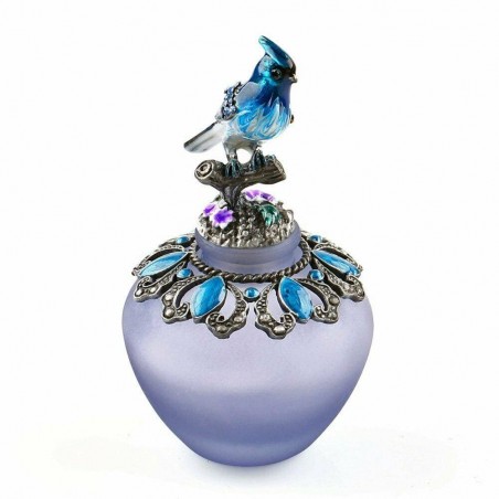 Frasco de perfume de vidro artesanal vintage - recarregável - pássaro azul - 40ml