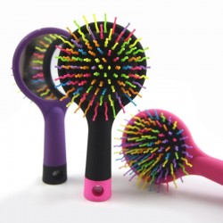 pente antiestático - escova de cabelo arco-íris com espelho