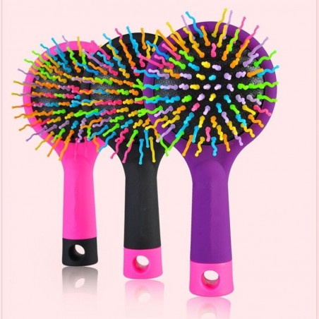 pente antiestático - escova de cabelo arco-íris com espelho