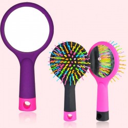 pente antiestático - escova de cabelo arco-íris com espelho
