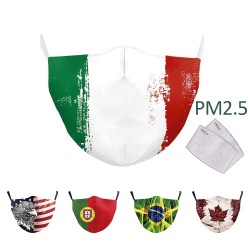 Máscara protetora de boca / face - filtros PM.25 - reutilizável - Bandeiras mundiais