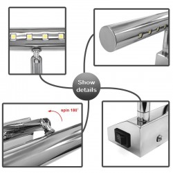 3W - 5W - 7W - luz de parede LED - lâmpada de aço inoxidável com interruptor - 25 cm - 40 cm - 55 cm