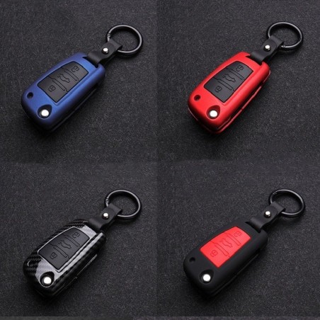 Silicone / carbon fiber - car key cover case with keychain - Audi - A3 - A4 - A5 - C5 - C6 - 8L - 8P