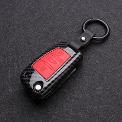 Silicone / carbon fiber - car key cover case with keychain - Audi - A3 - A4 - A5 - C5 - C6 - 8L - 8P