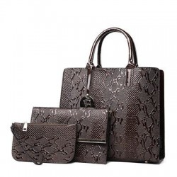 Fashionable leather snake pattern - shoulder / crossbody bag - 3 pieces