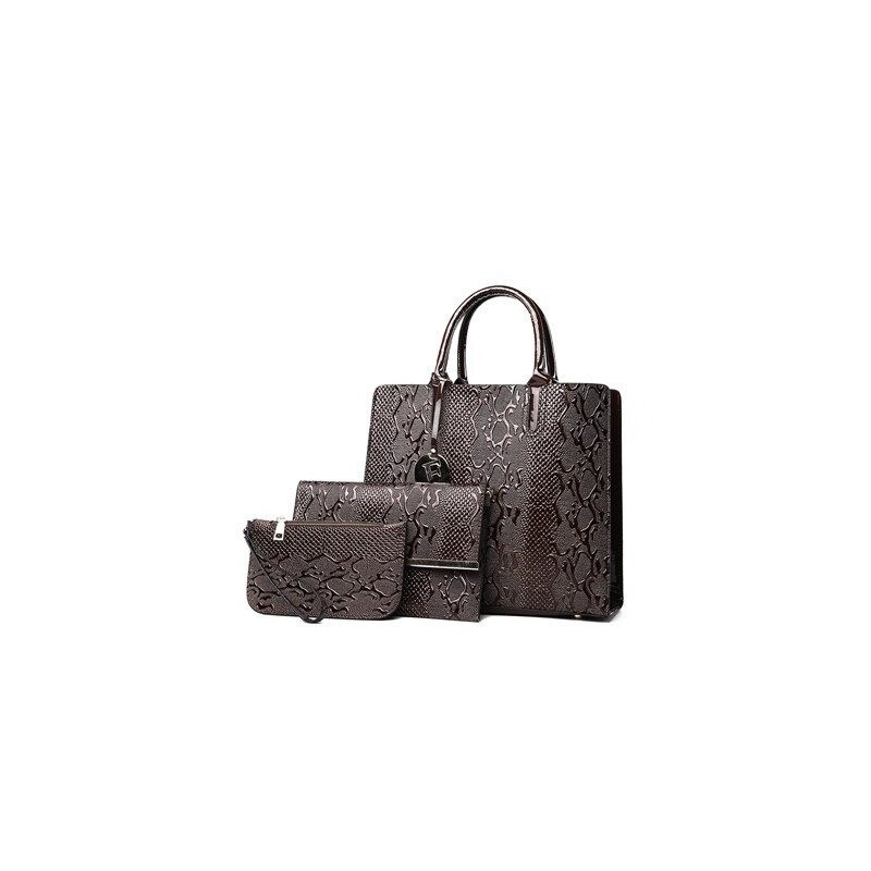Fashionable leather snake pattern - shoulder / crossbody bag - 3 pieces