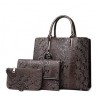 Fashionable leather snake pattern - shoulder / crossbody bag - 3 pieces